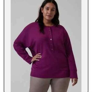 Athleta Balance Henley Sweatshirt, Exotic Fuchsia Size Large